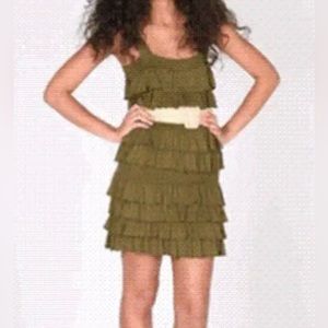 Alice + Olivia Willow Ruffle Dress Green Sz S